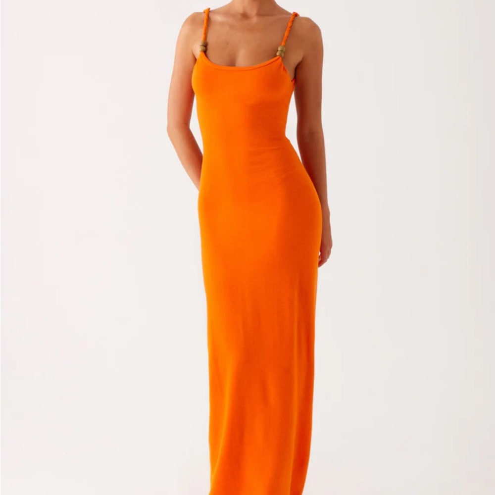 Peppermayo Elaina Knit Maxi Orange Maxi Dress